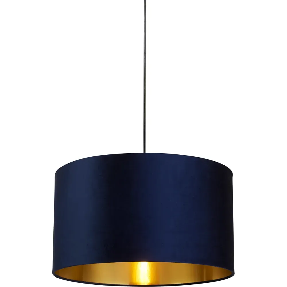 50cm Drum Lamp Shade - Navy, Velvet