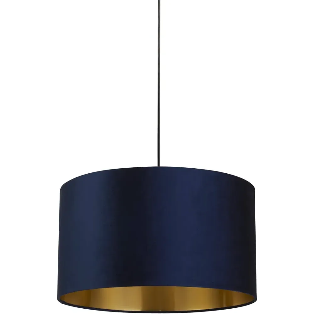 50cm Drum Lamp Shade - Navy, Velvet