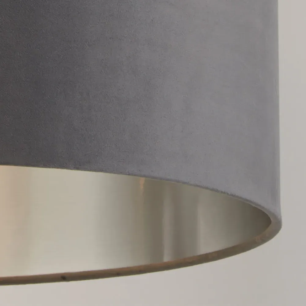 50cm Drum Lampshade - Dark Grey, Velvet