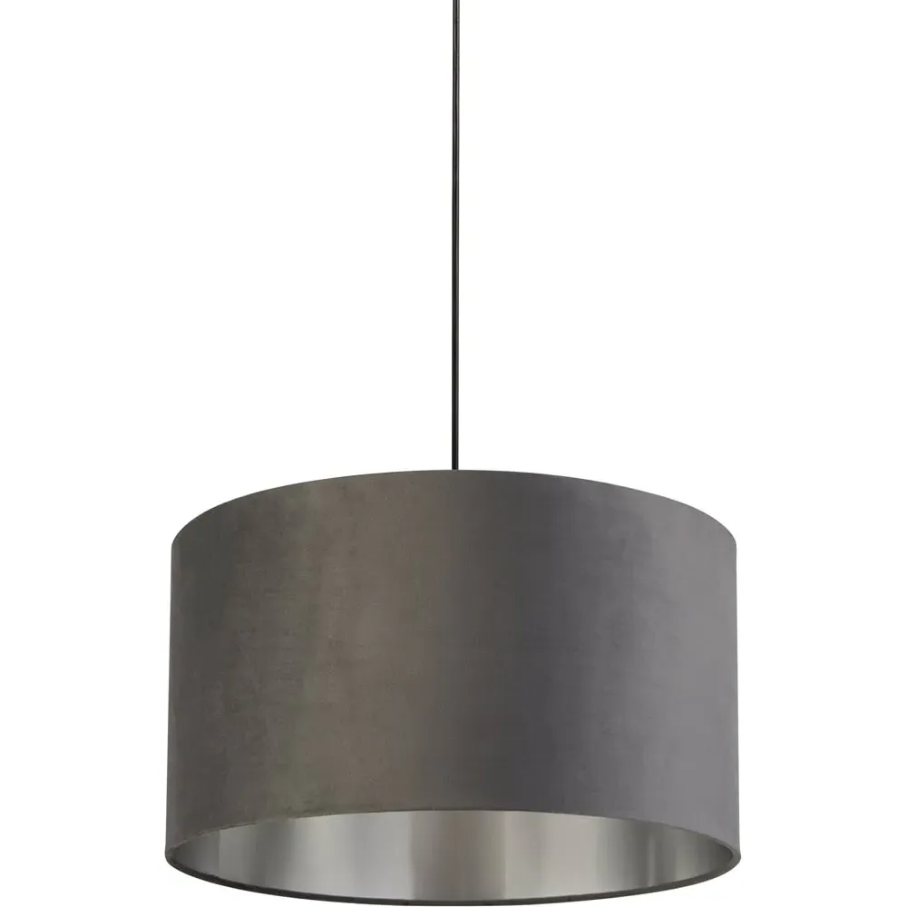 50cm Drum Lampshade - Dark Grey, Velvet