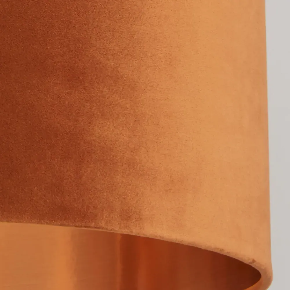 50cm Drum Shade with Copper Inner - Burnt Orange, Velvet