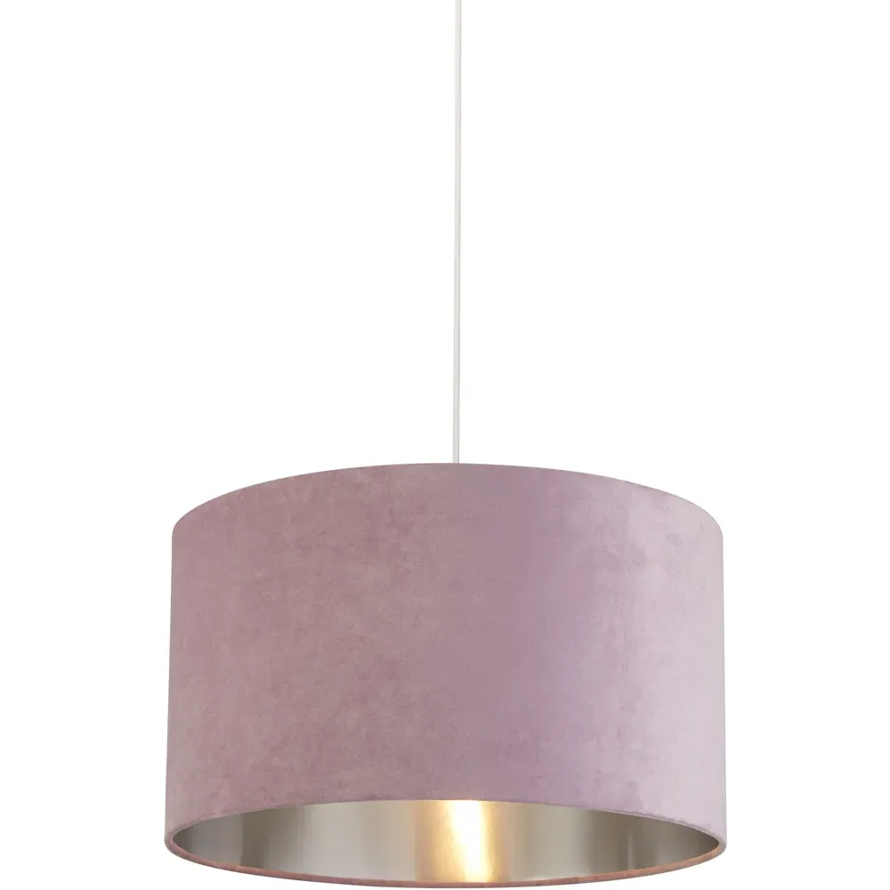 50cm Drum Shade with Silver Inner - Lilac, Velvet