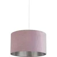 50cm Drum Shade with Silver Inner - Lilac, Velvet