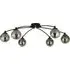 6 Light Semi-Flush Ceiling Light - Black, Smoke Glass