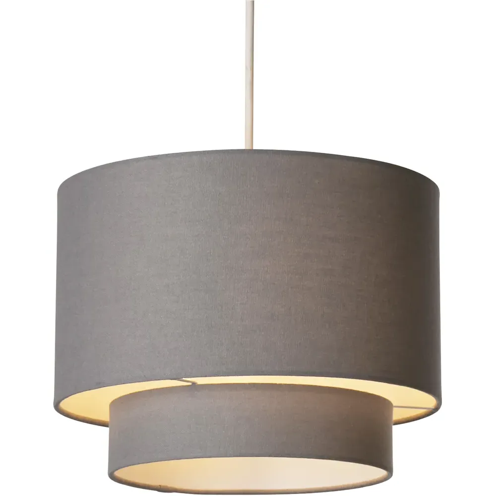 Alina 2 Tier Drum Ceiling Shade - Dark Grey, Linen