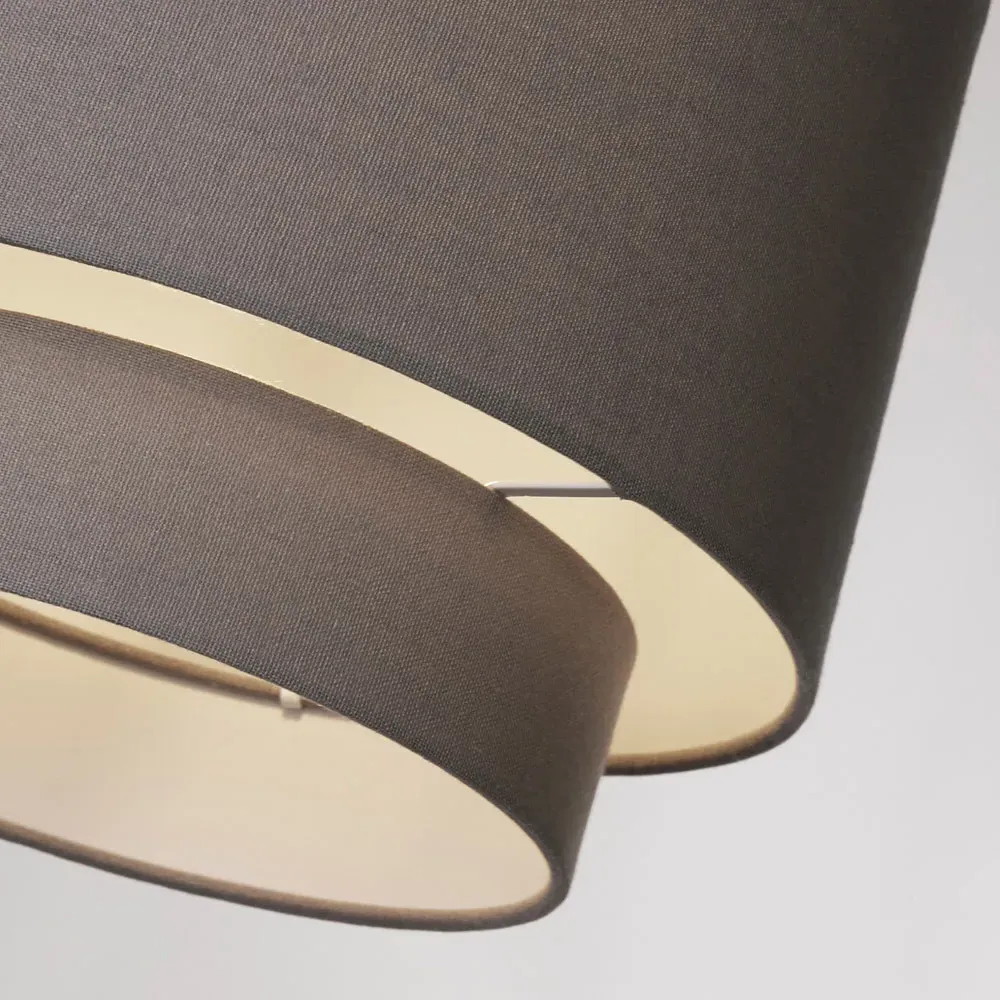 Alina 2 Tier Drum Ceiling Shade - Dark Grey, Linen
