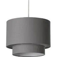 Alina 2 Tier Drum Ceiling Shade - Dark Grey, Linen