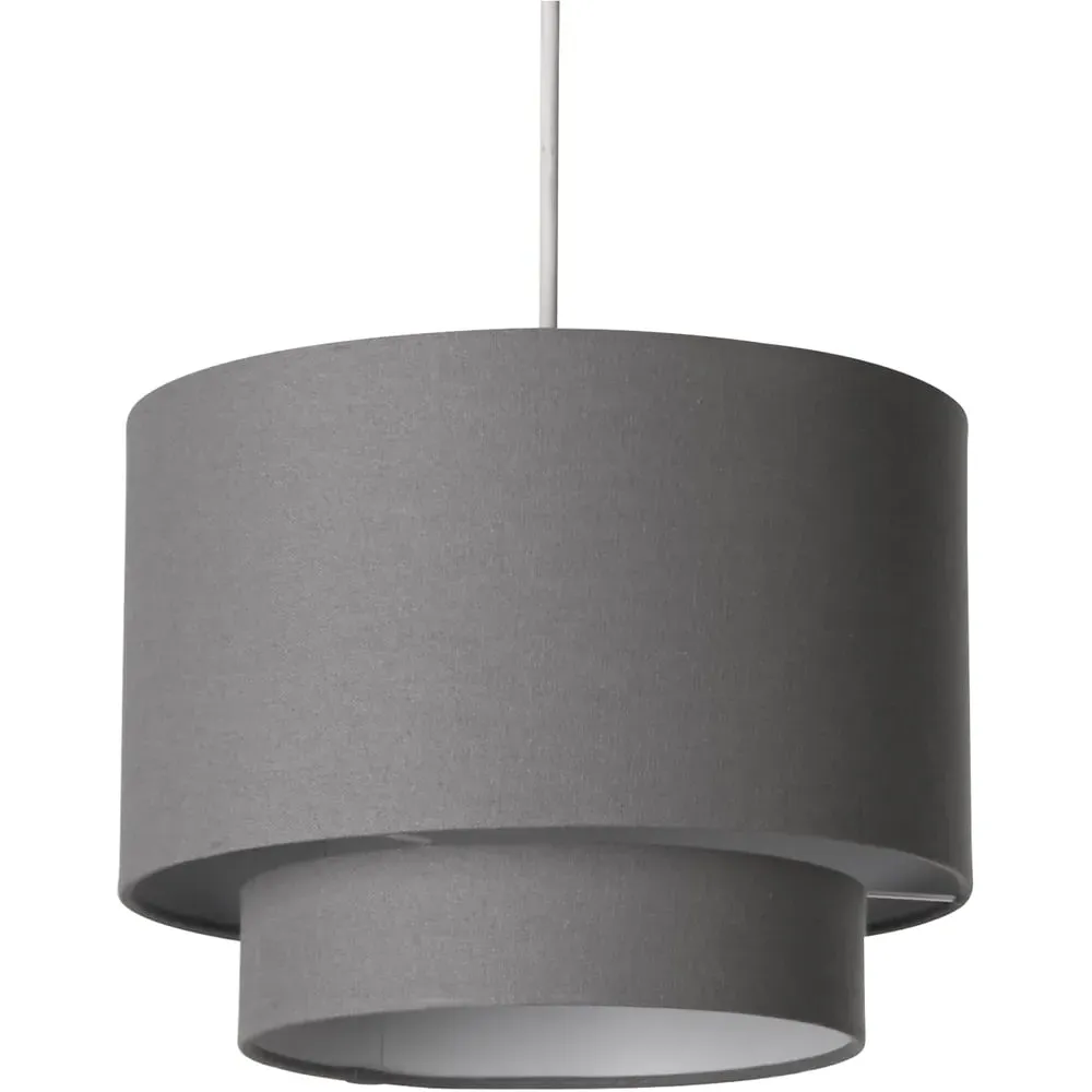 Alina 2 Tier Drum Ceiling Shade - Dark Grey, Linen
