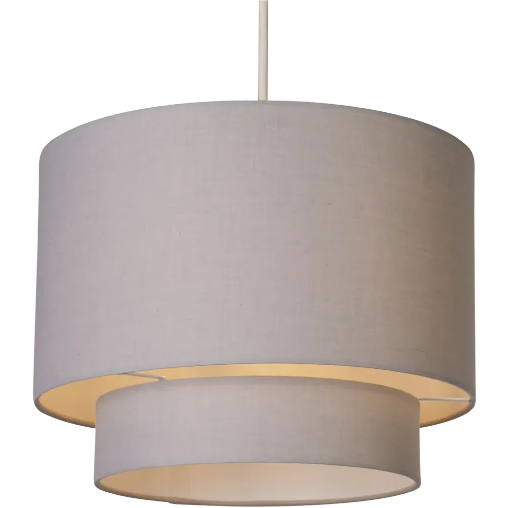Alina 2 Tier Drum Ceiling Shade - Grey, Cotton