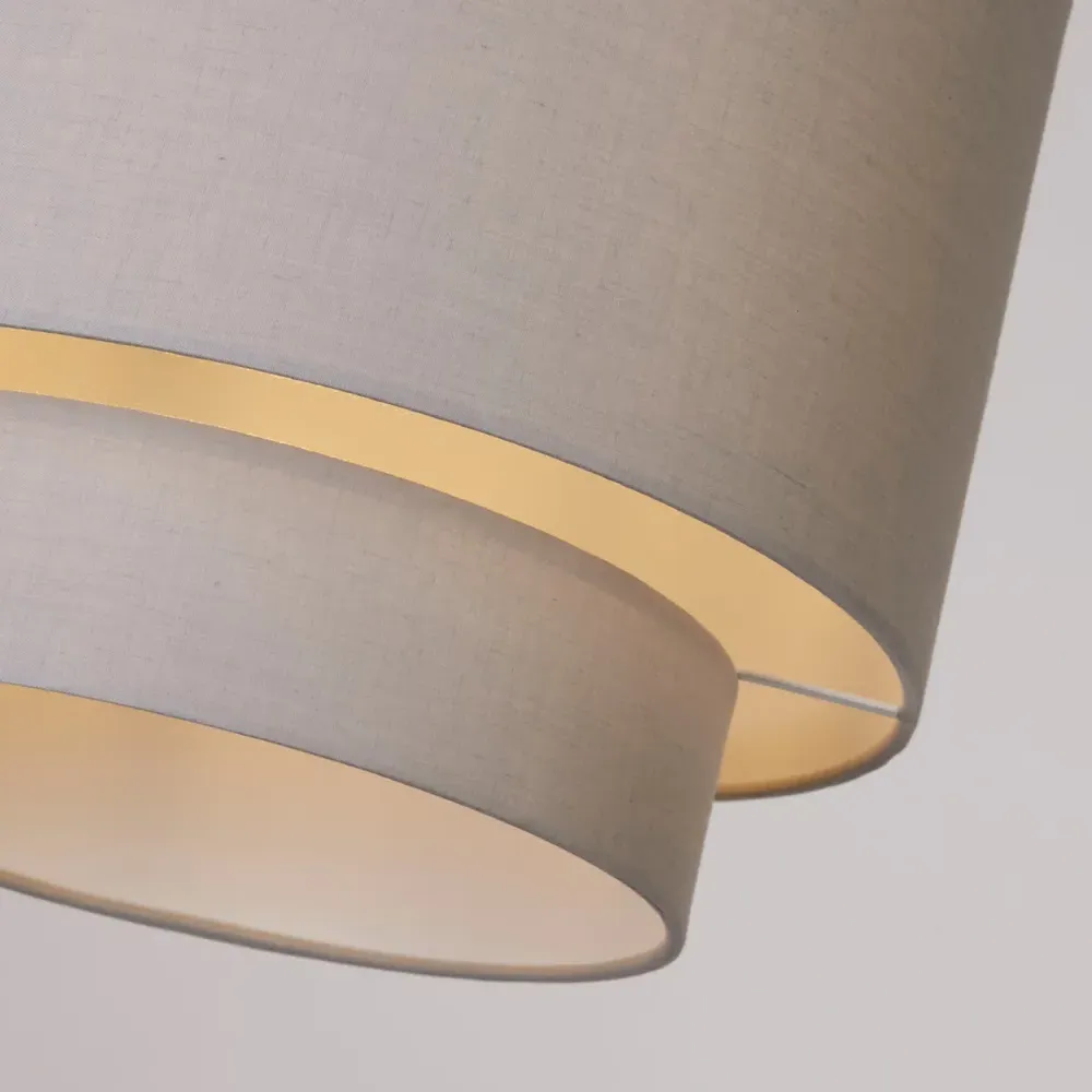 Alina 2 Tier Drum Ceiling Shade - Grey, Cotton
