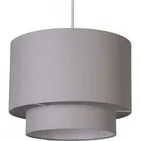 Alina 2 Tier Drum Ceiling Shade - Grey, Cotton