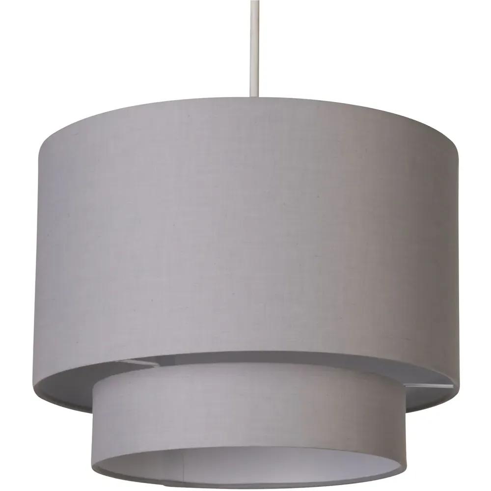 Alina 2 Tier Drum Ceiling Shade - Grey, Cotton image