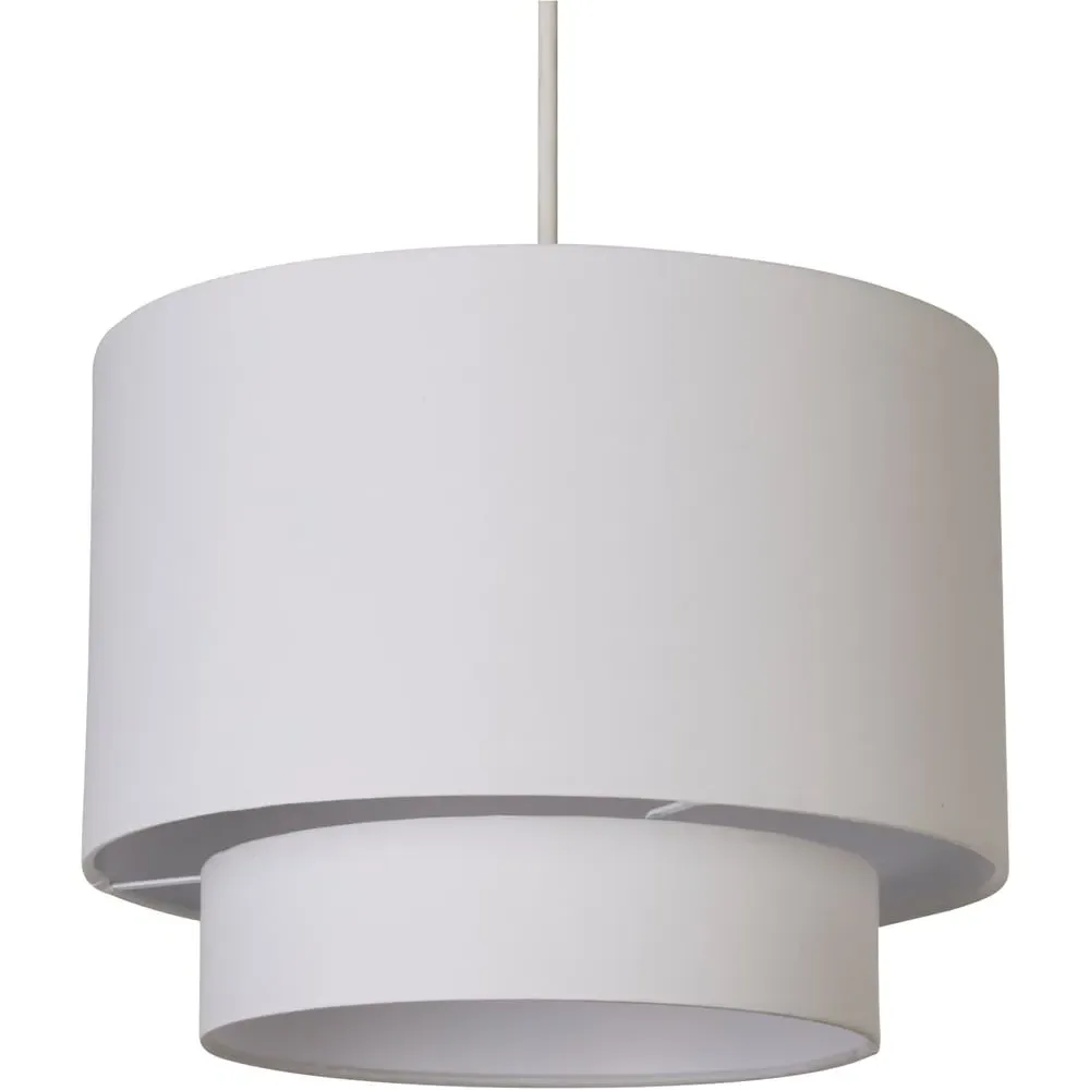 Alina 2 Tier Drum Ceiling Shade - White, Cotton