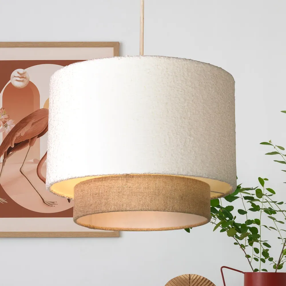 Aurelia 2 Tier Boucle Ceiling Shade - White, Gold