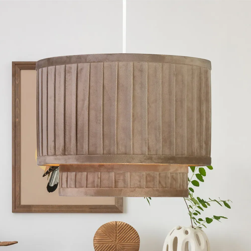 Aurelia Wide Pleat Ceiling Shade - Taupe, Velvet