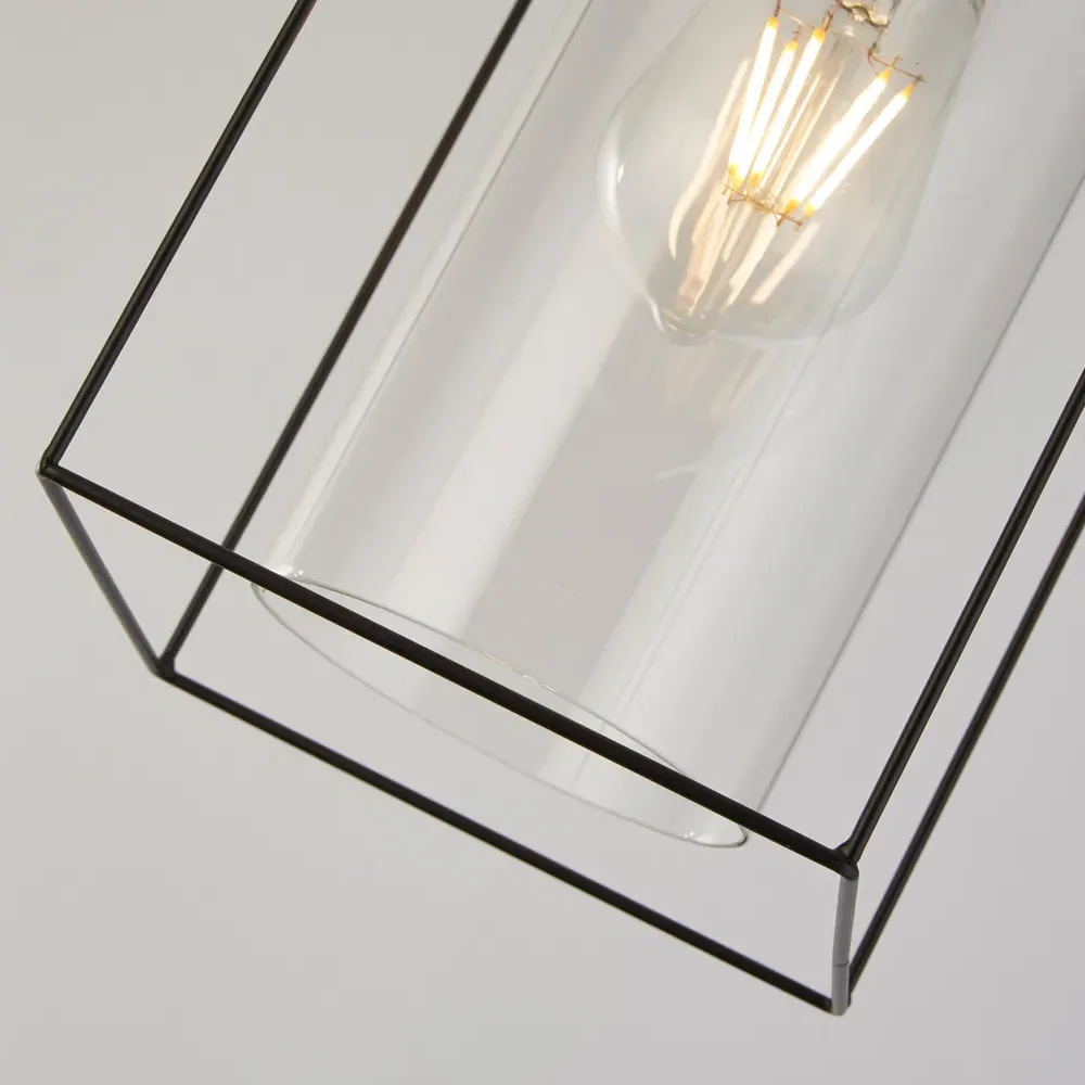 Black Frame Clear Glass Single Pendant Light