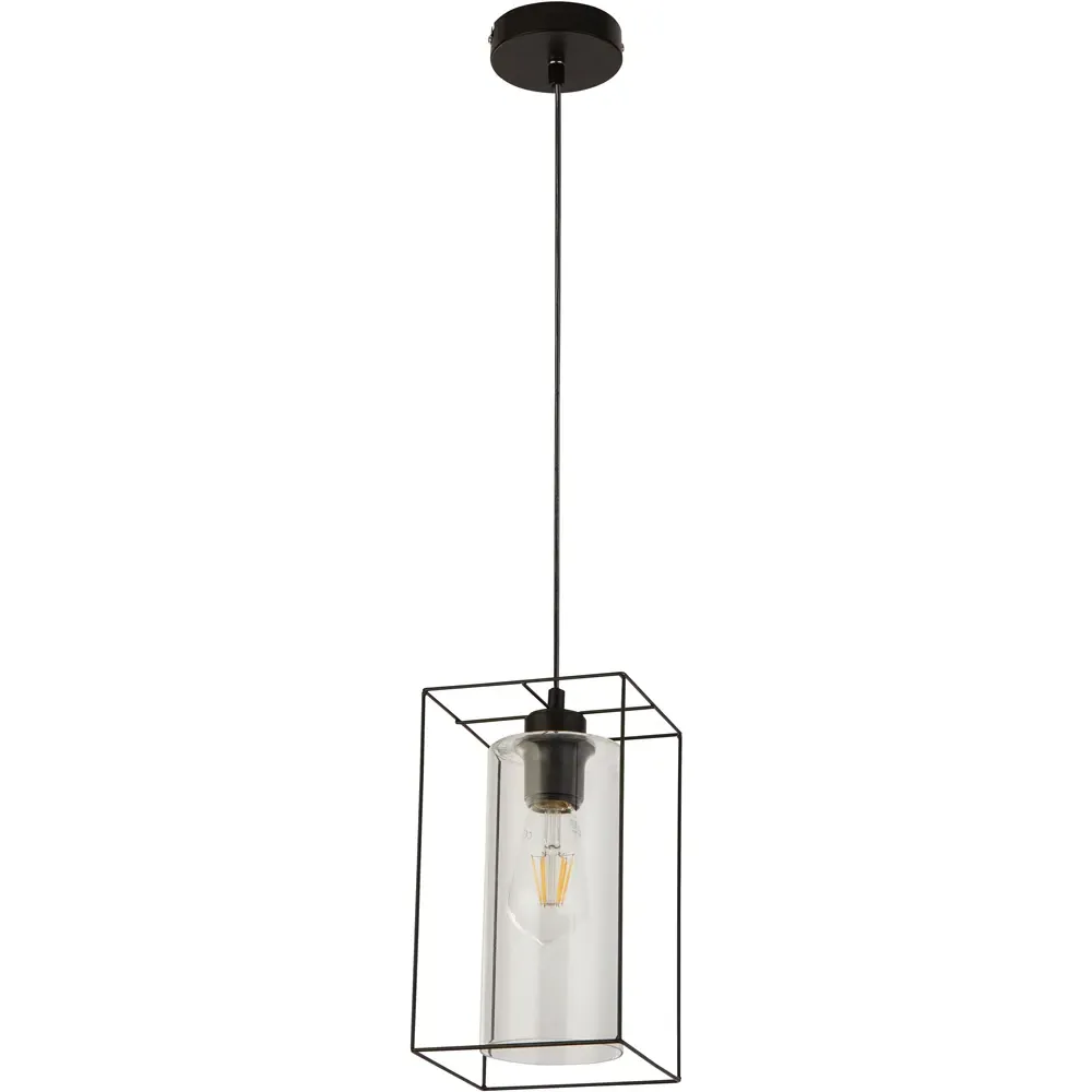 Black Frame Clear Glass Single Pendant Light image