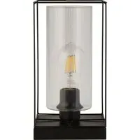 Black Frame Clear Glass Table Lamp
