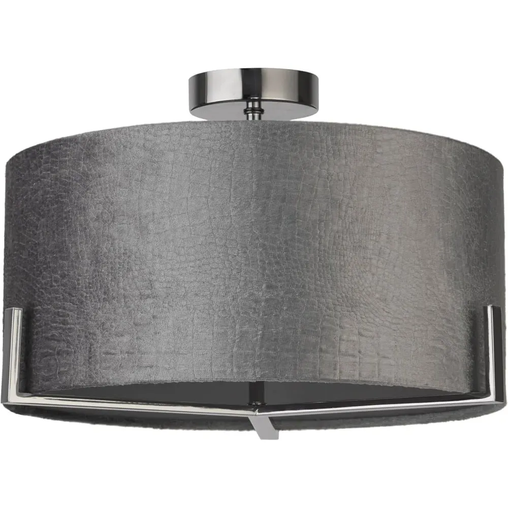 Ceiling Flush Light with Alligator Texture - Grey, Velvet image