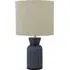 Ceramic Ridge Table Lamp with Striped Base - Blue