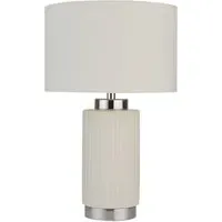 Ceramic Table Lamp with Chrome Detail - White