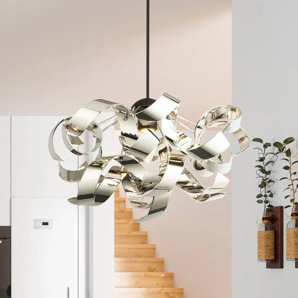 Chrome Curl Easy Fit Pendant Shade - Silver