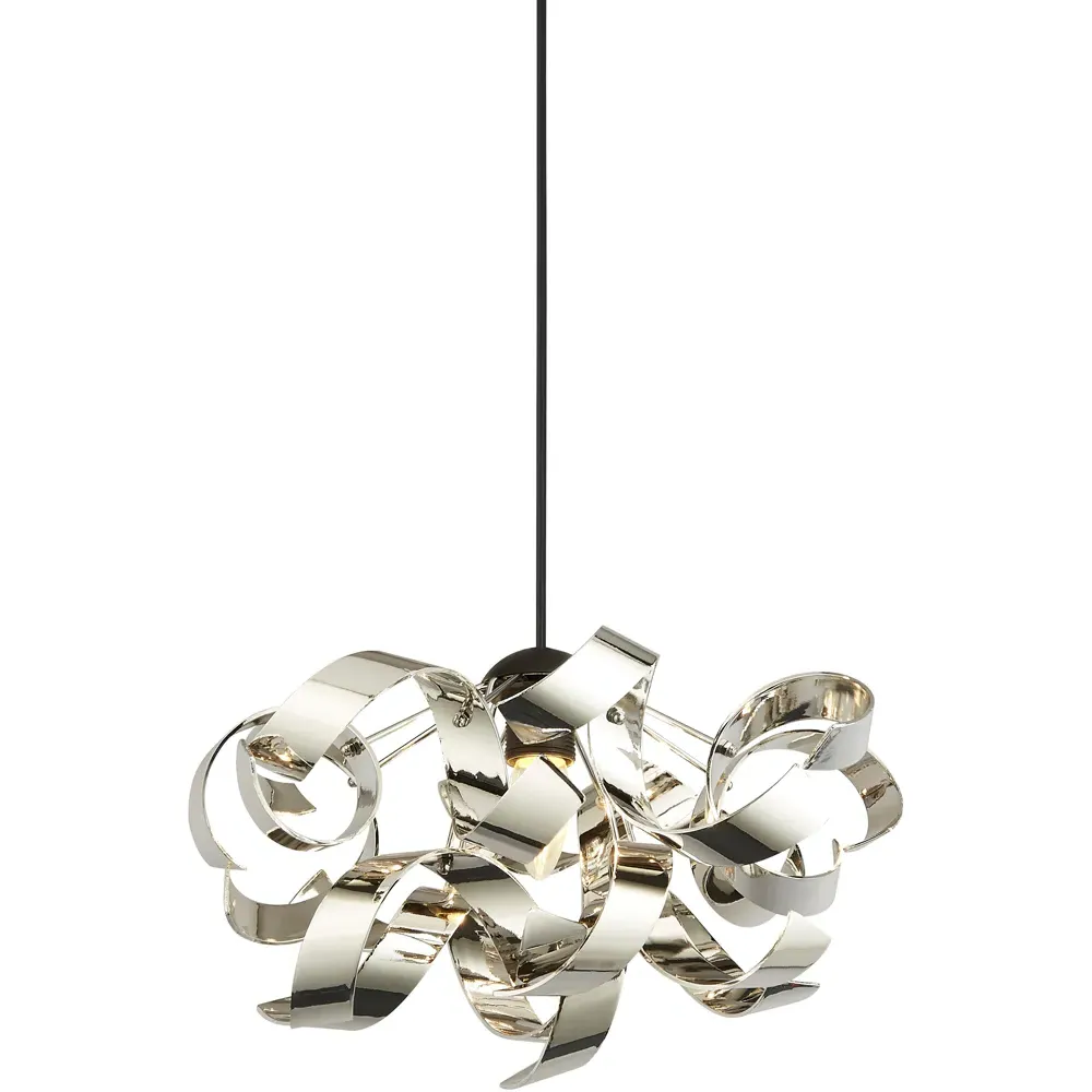 Chrome Curl Easy Fit Pendant Shade - Silver