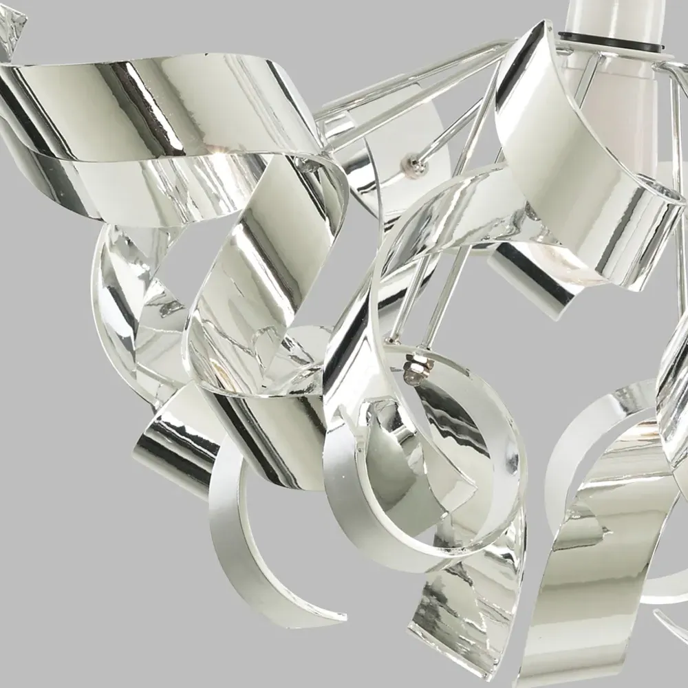 Chrome Curl Easy Fit Pendant Shade - Silver
