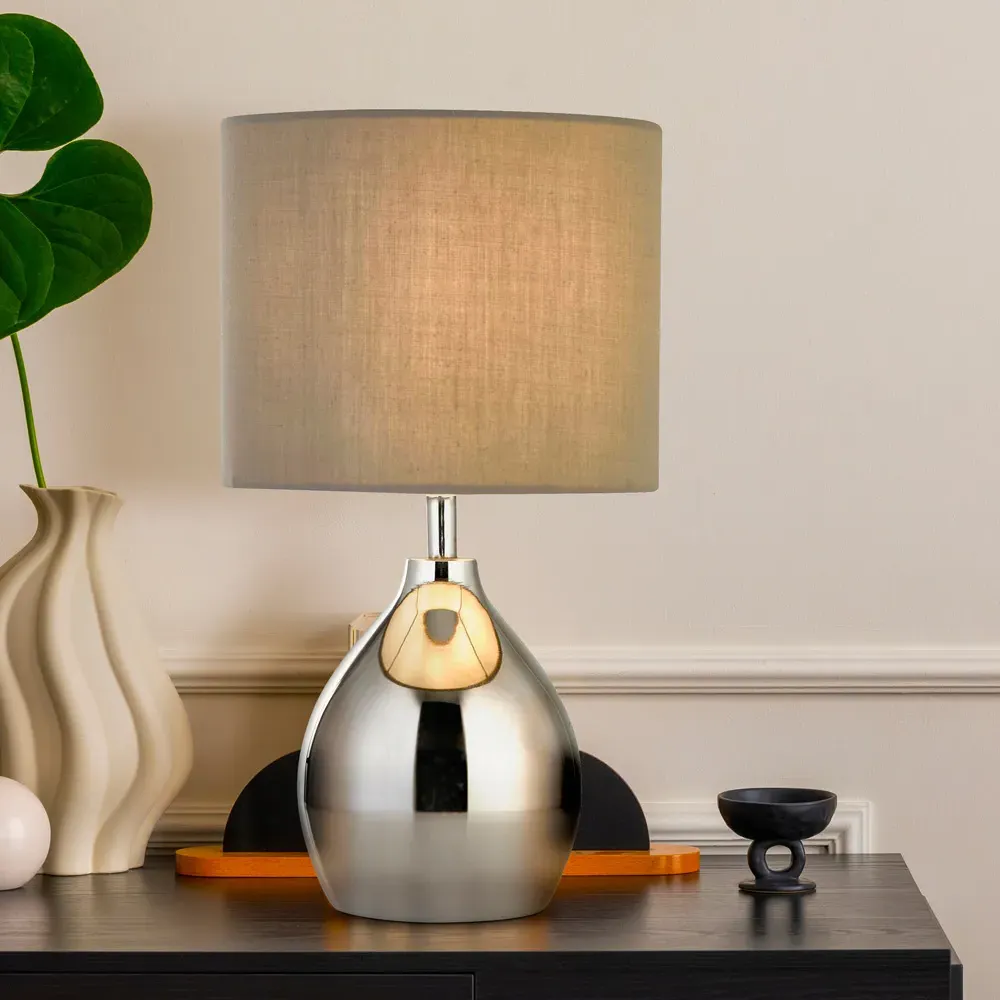 Chrome Table Lamp - Grey