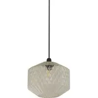 Clear Glass Pendant Shade with Carved Grooves - Clear