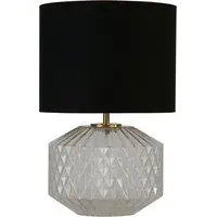 Clear Glass Table Lamp - Black Fabric Shade