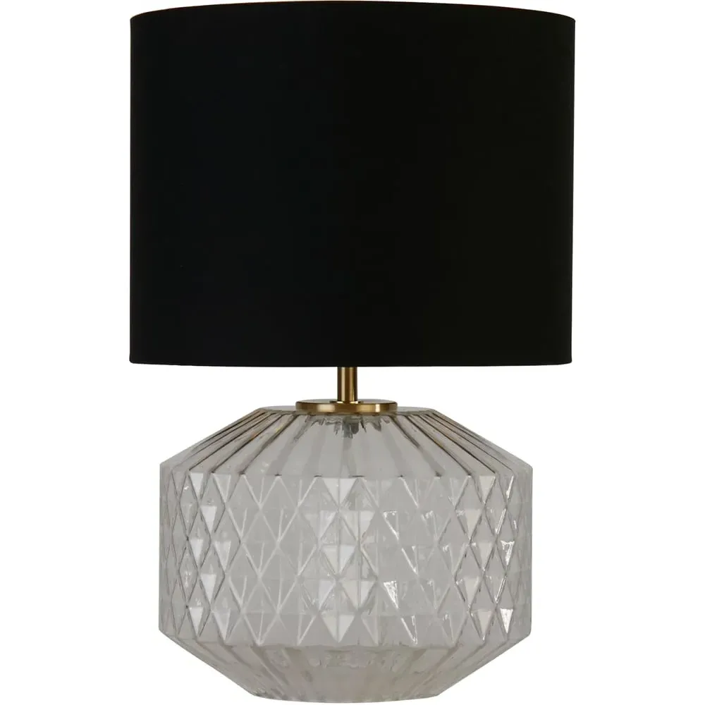 Clear Glass Table Lamp - Black Fabric Shade image