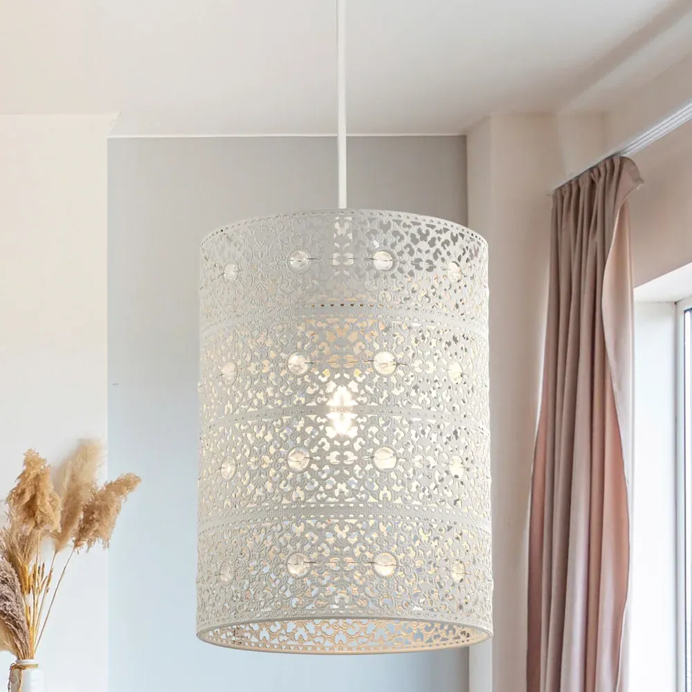 Cut Out Pattern Shade - Cream, Metal