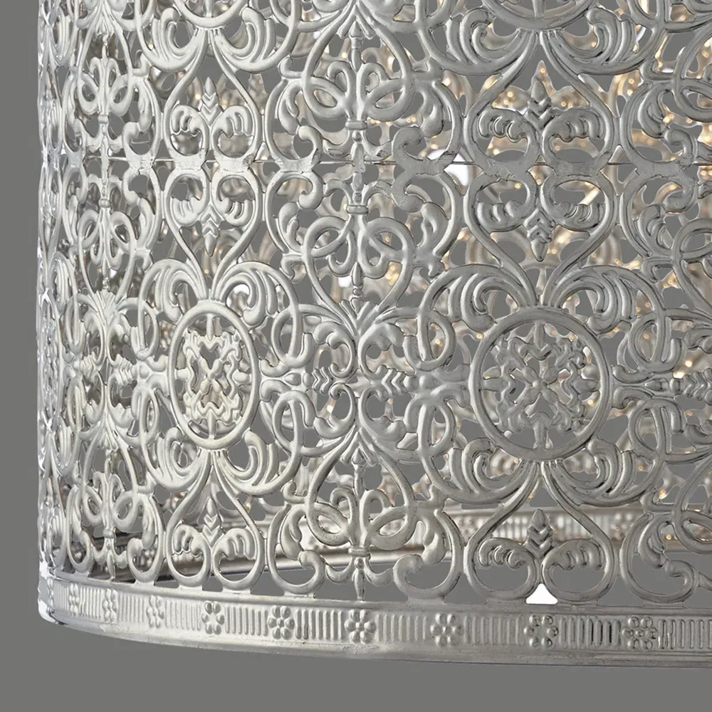 Cylinder Shade with Cut Out Pattern - Silver, Steel