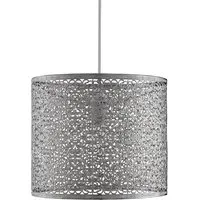 Cylinder Shade with Cut Out Pattern - Silver, Steel