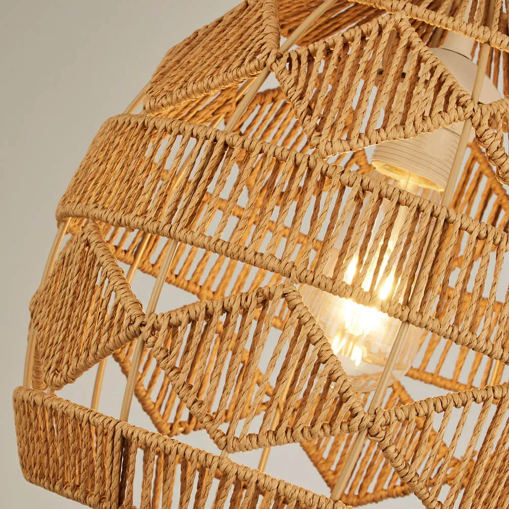 Diamond Pattern Weave Rattan Easy Fit Shade - Brown