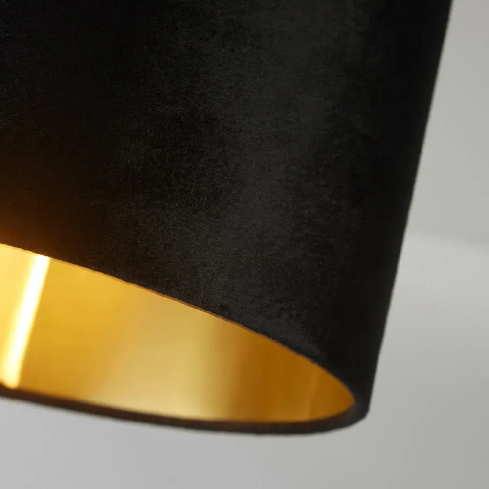Drum Shade - Black Velvet, Brushed Gold Inner