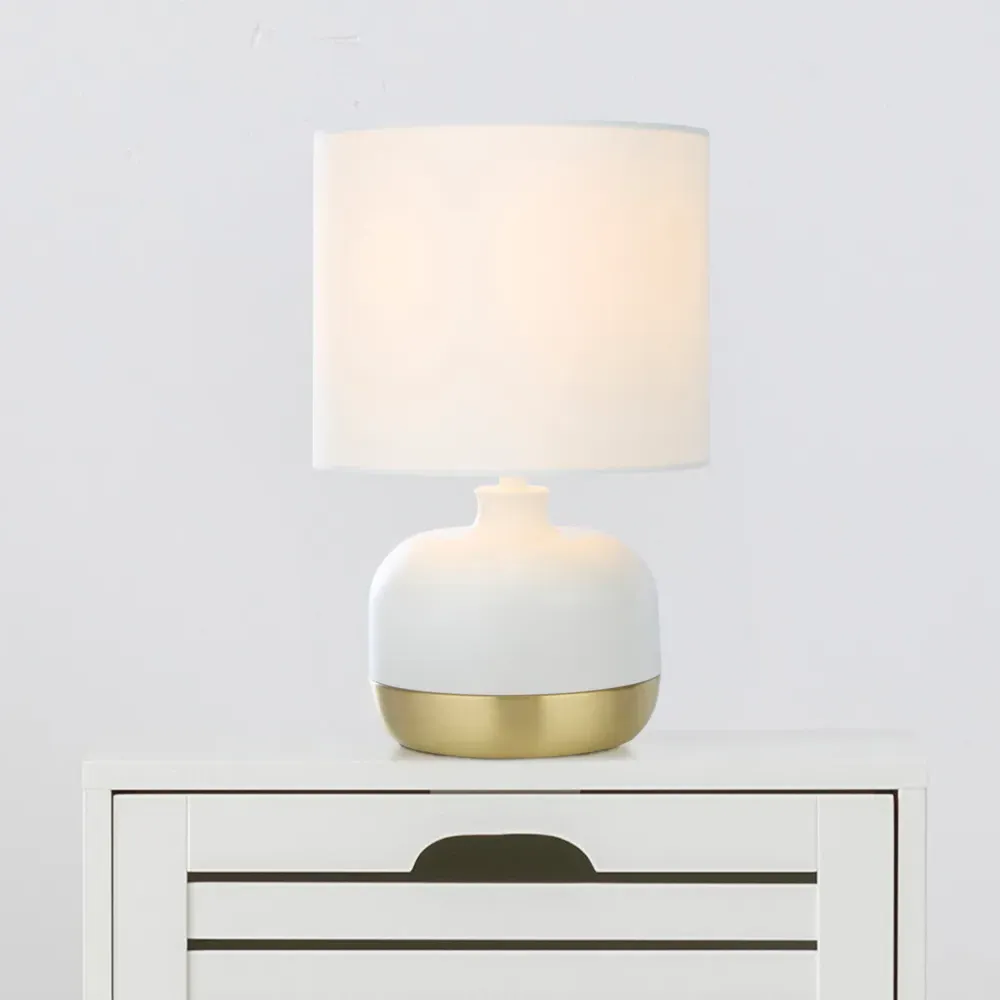 Ezra Touch Lamp with Dimmer - White, Gold