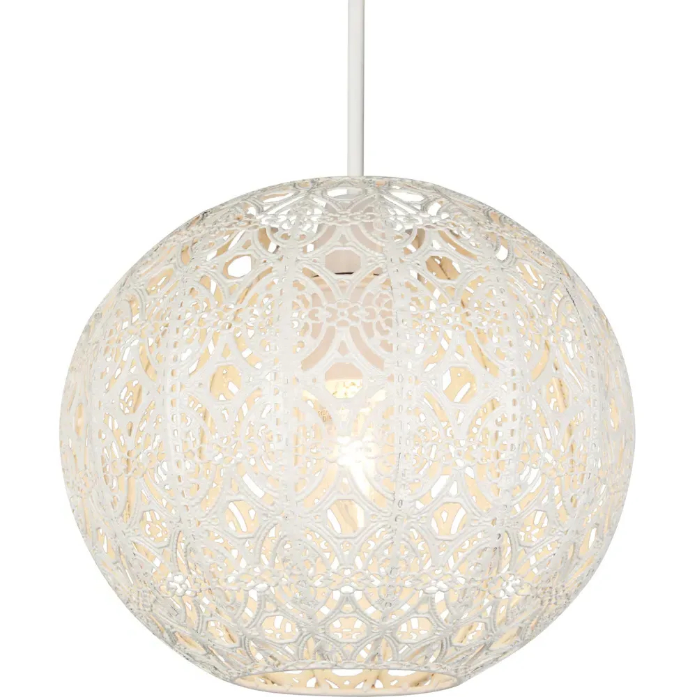 Globe Shade with Fretwork Pattern - Cream