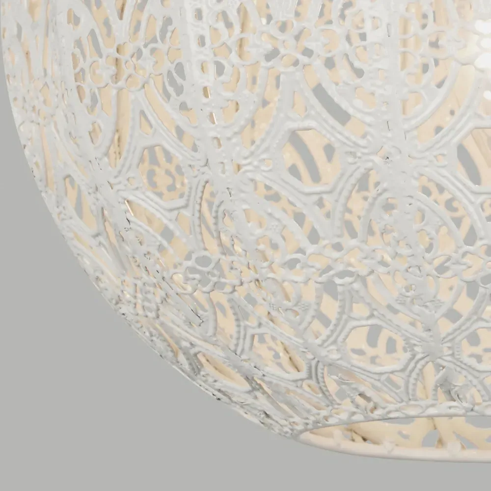 Globe Shade with Fretwork Pattern - Cream