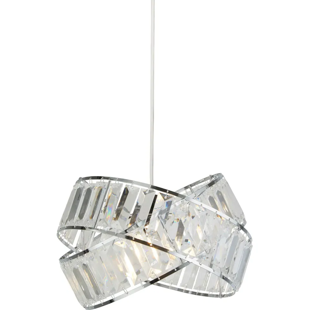 Intertwining Ring Pendant Shade - Chrome, Clear Acrylic