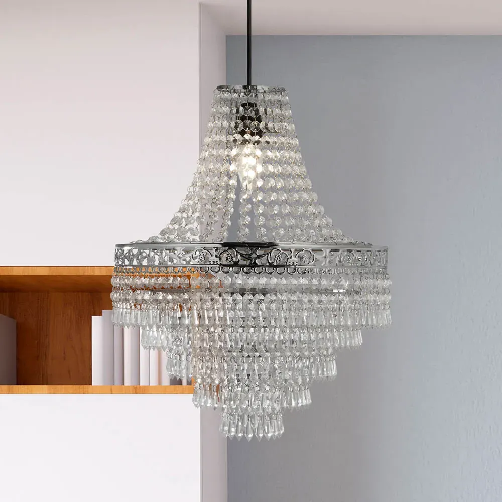 Large Empire Easy Fit Pendant Chandelier with Acrylic Drops