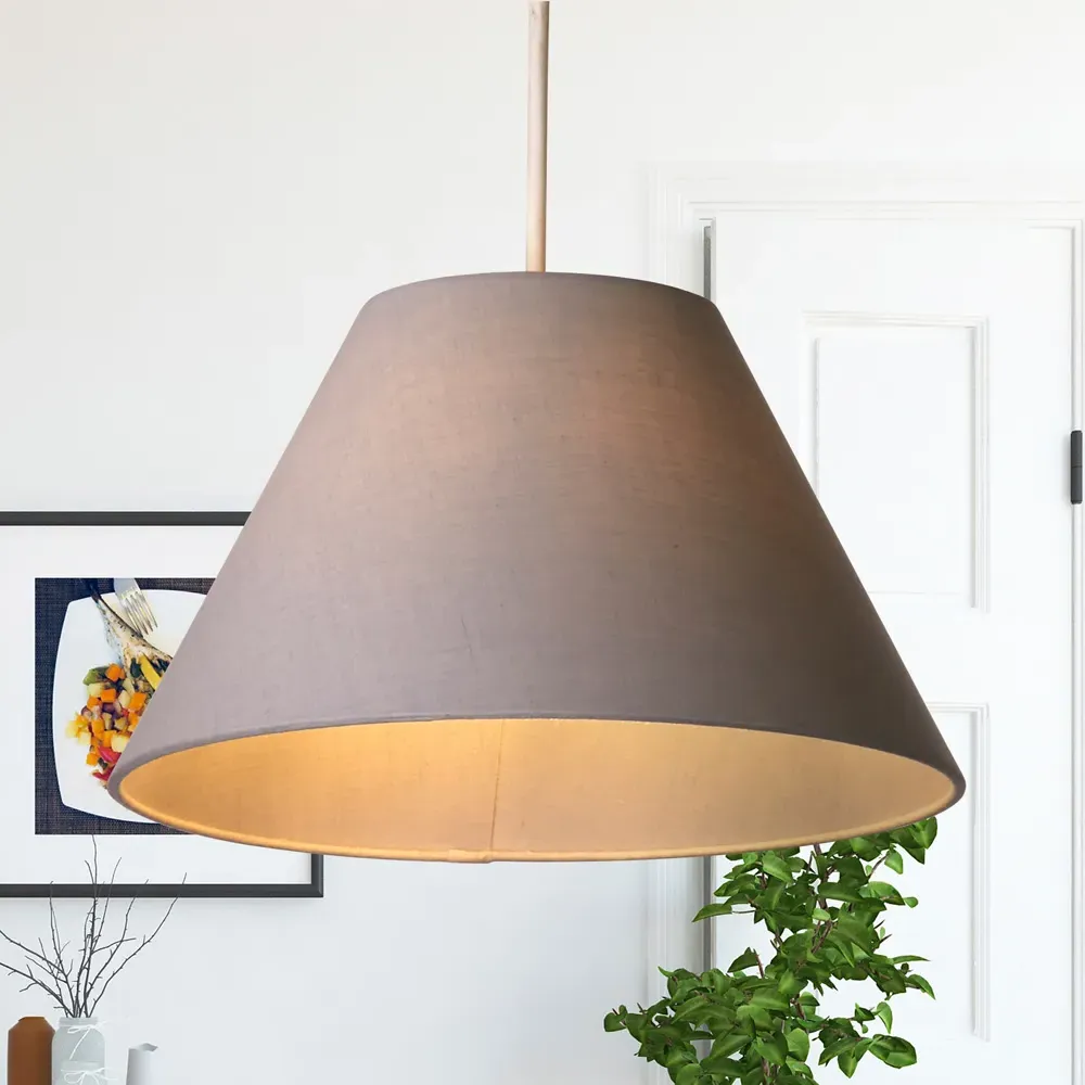 Luna Tapered Lamp Shade - Grey, Cotton