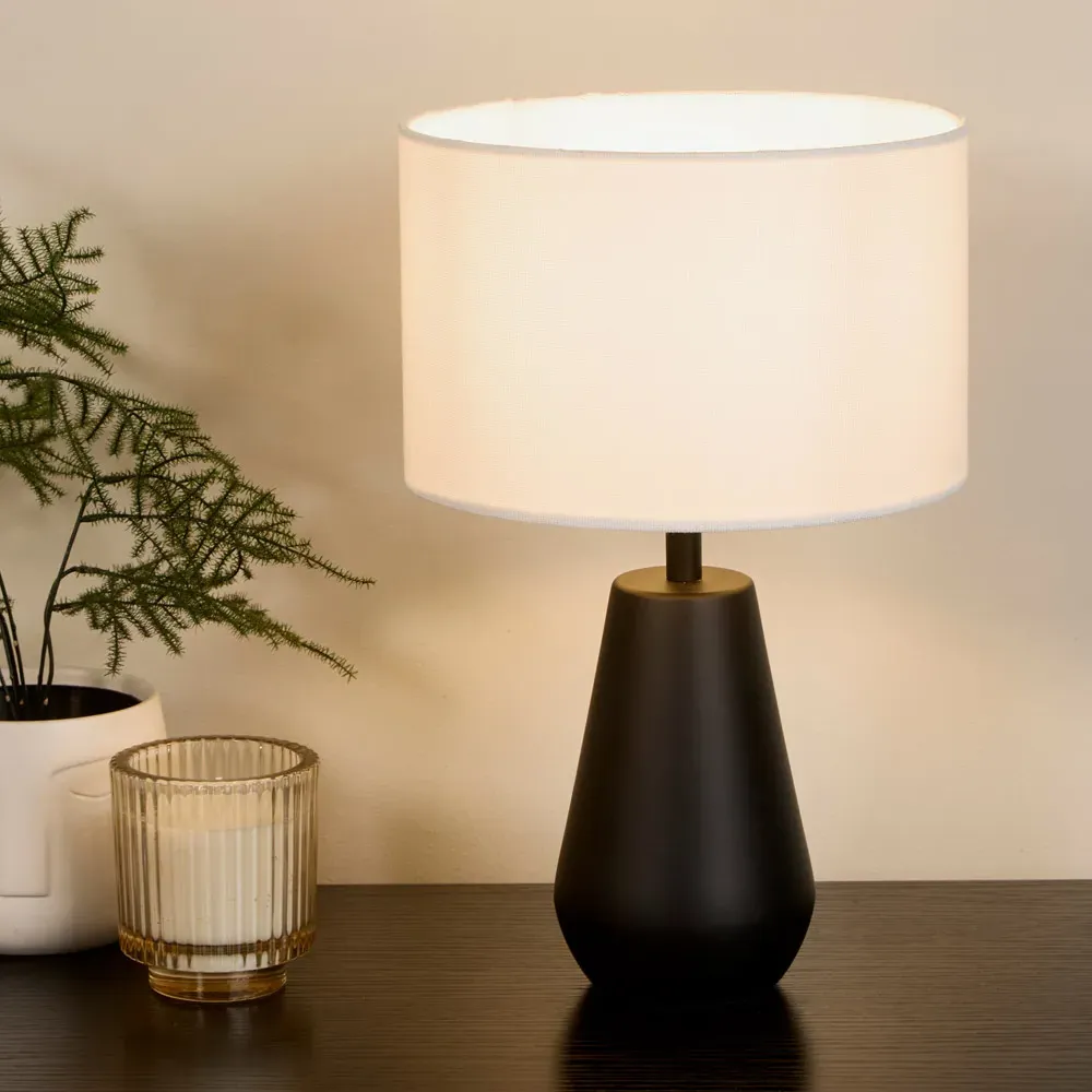 Orson Touch Table Lamp Pair - White Shade, Black Base