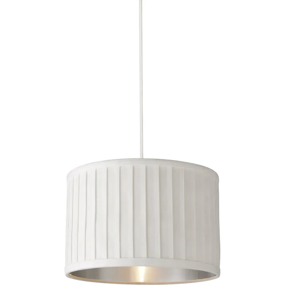 Pleated Velvet Shade - Ivory, Metallic Silver Inner