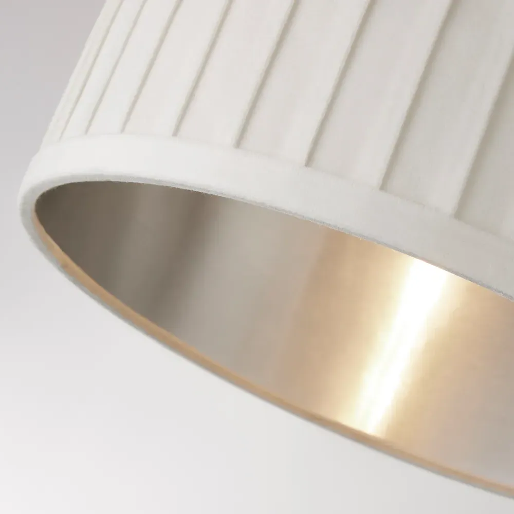 Pleated Velvet Shade - Ivory, Metallic Silver Inner
