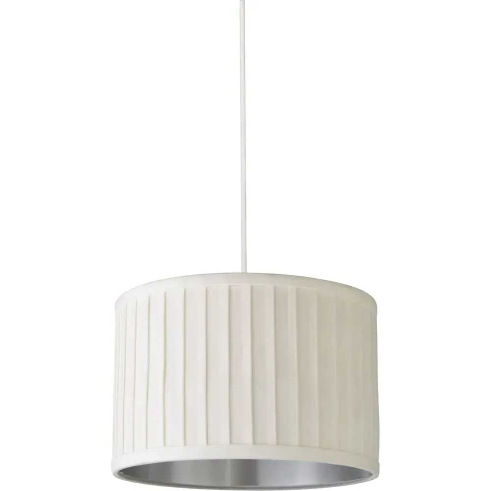 Pleated Velvet Shade - Ivory, Metallic Silver Inner