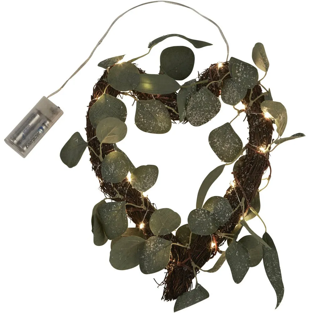 Rattan Heart Light with Leaf - Green