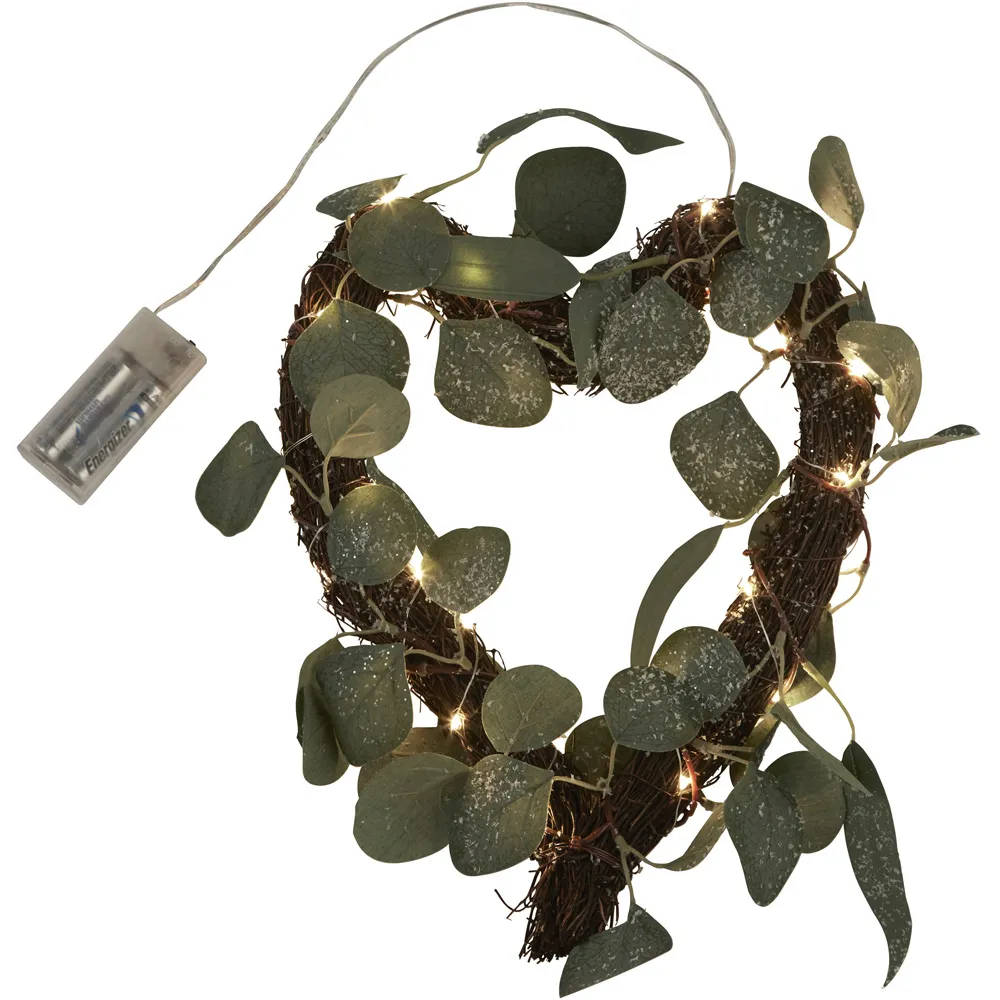 Rattan Heart Light with Leaf - Green