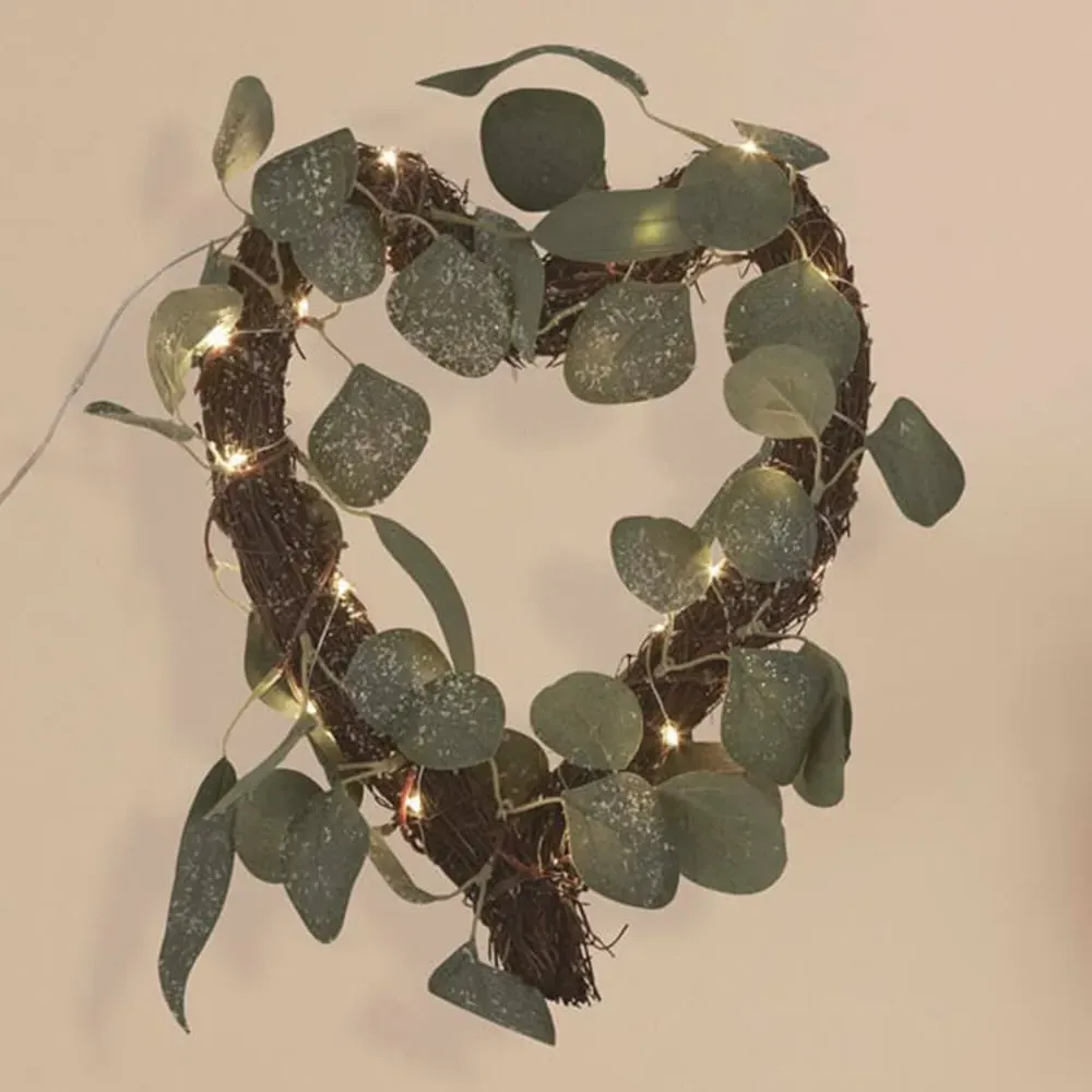 Rattan Heart Light with Leaf - Green image